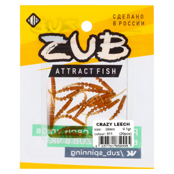 Приманка ZUB-CRAZY LEECH 30мм(1,2")-20шт, (цвет 911) машинное масло с блестками