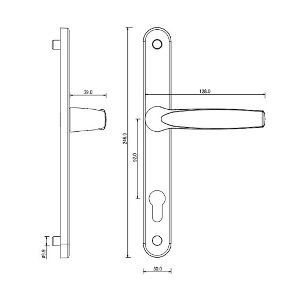 Комплект ручек на планке DORMA bremen 92/30/8мм черный (RAL 9005)