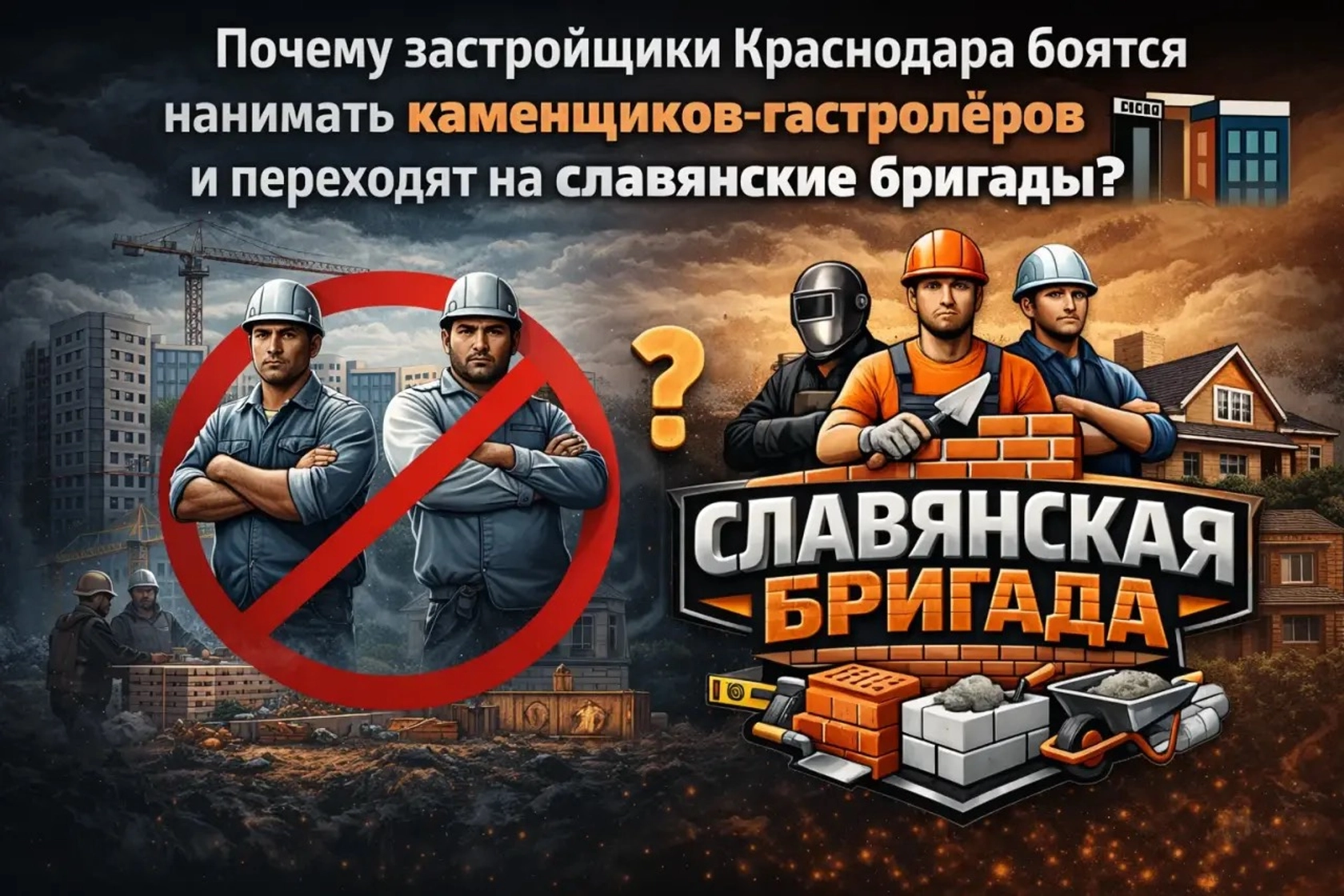 Почему застройщики Краснодара боятся нанимать каменщиков-гастролеров и переходят на славянские бригады?