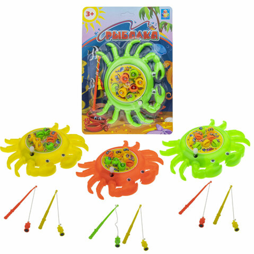 1TOY Магнитная игра "Рыбалка", механическая, 8 рыбок, 2 удочки, АССОРТИ, 3 вида, 1TOY