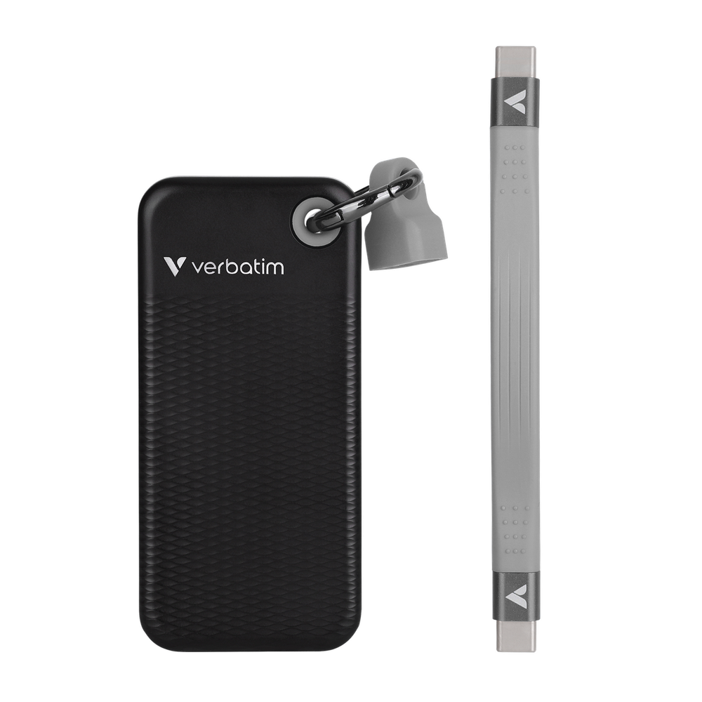 Внешний накопитель Verbatim Pocket SSD 256GB, USB 3.2 Gen 2, R/W 1000/1000 МБ/с, черный/серый