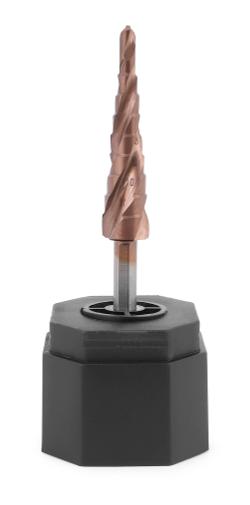 Ступенчатое сверло MESSER HSS CO 4-12х9 с кобальтовым покрытием и тремя спиральными канавками.