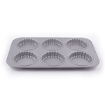 Форма для выпечки кексов со съемным дном на 6 ячеек Patisse Silver 38х24х2.5 см