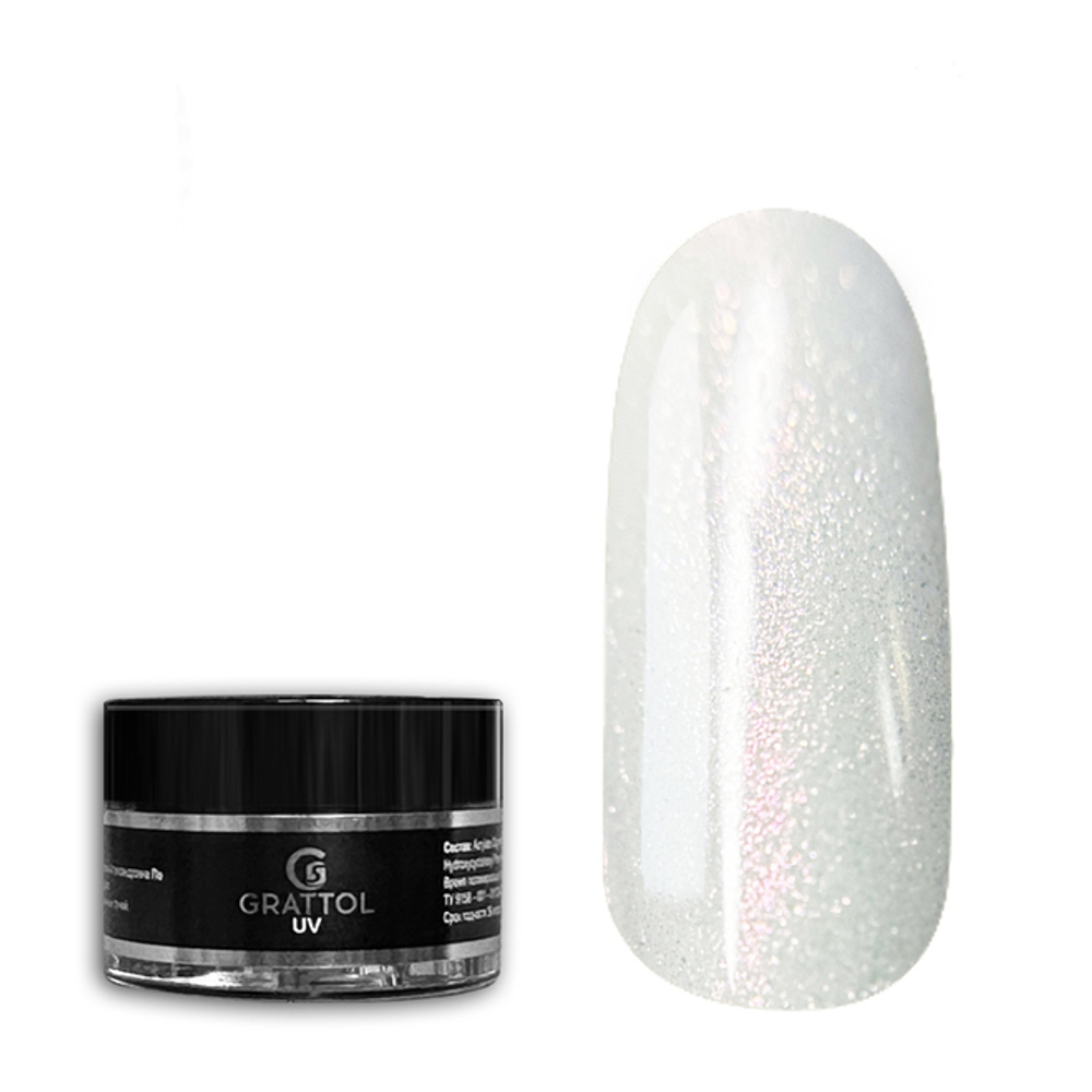 Grattol Camouflage Gel White Glow 06 - Гель молочный с шиммером, 15 мл