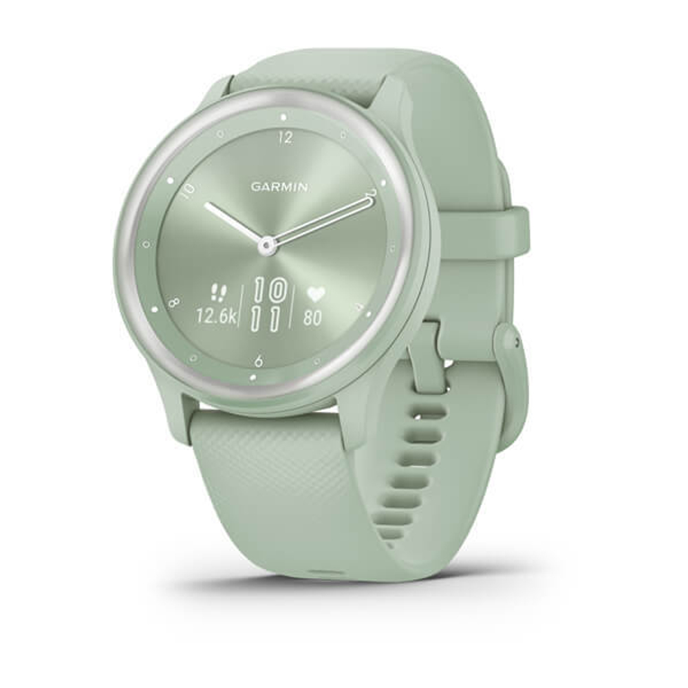 Часы Garmin Vivomove Sport цвета мяты, серебристый безель, с силиконовым ремешком, 010-02566-03