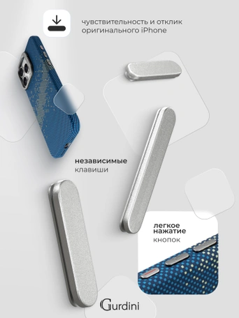 Чехол накладка iPhone 16 Pro Max 6.9" Gurdini Carbon Design (Magsafe &amp; Lense holder) Galaxy Blue