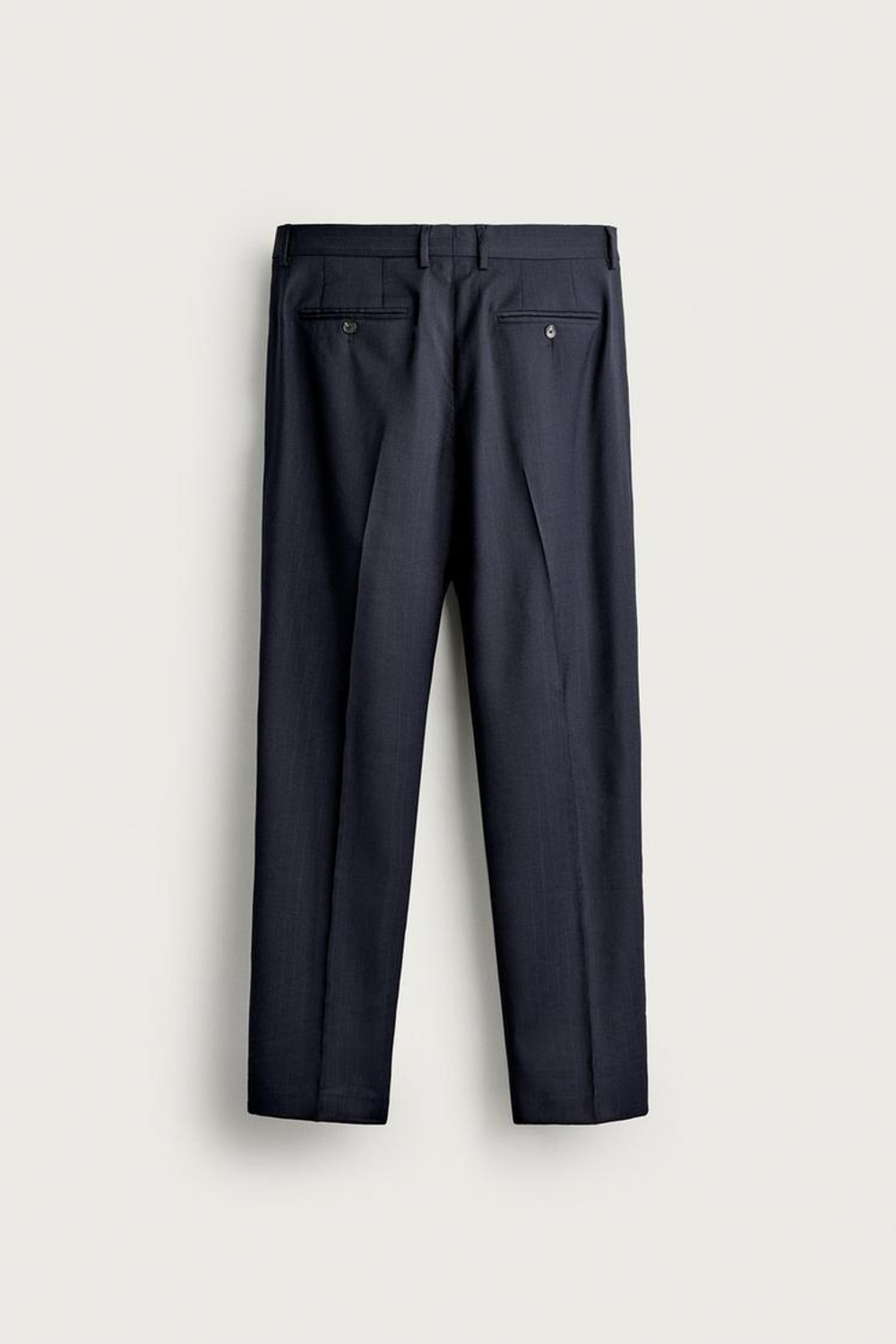 ZARA КОСТЮМНЫЕ БРЮКИ REGULAR FIT ИЗ 100% ШЕРСТИ В ПОЛОСКУ, МОРСКОЙ СИНИЙ