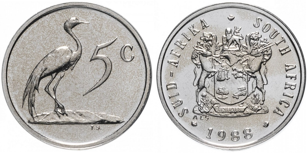 ЮАР 5 центов, 1970-1989 XF