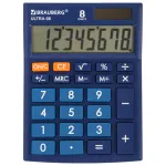 Калькулятор настольный Brauberg Ultra-08-BK, 8 разрядов, двойное питание, 154*115мм, синий