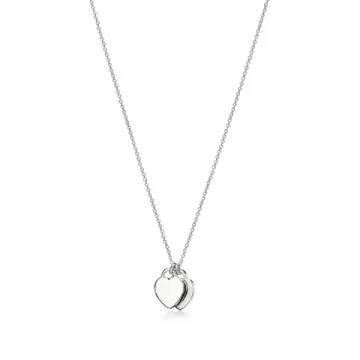 Подвеска Tiffany & Co. Pink Double Heart Tag в серебре с бриллиантом