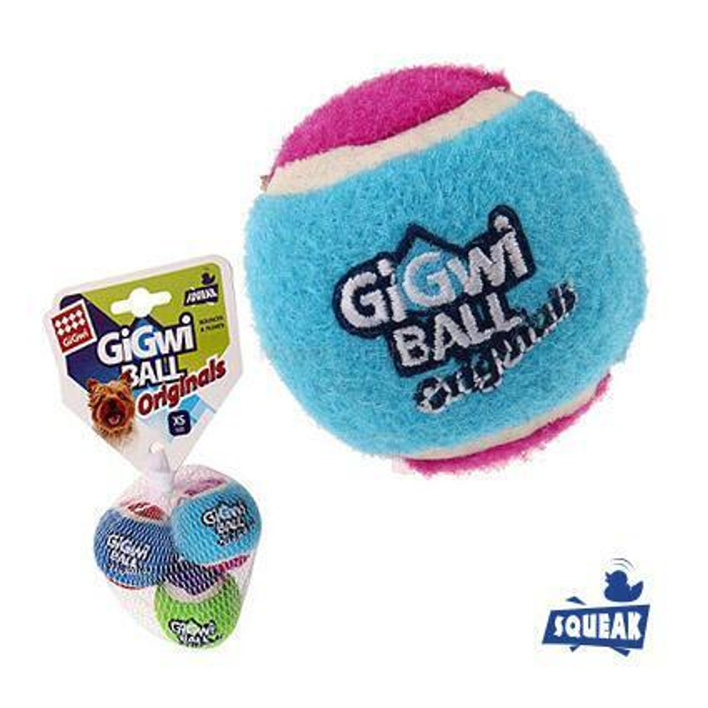 75340 Игрушка для собак Три мяча с пищалкой 4см, серия GiGwi BALL Originals, Gigwi