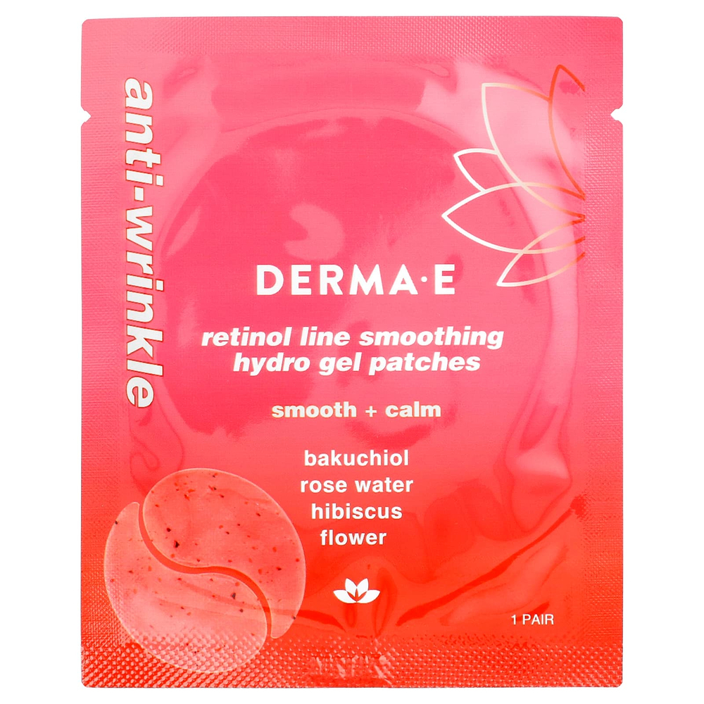 DERMA E, Разглаживающие гидрогелевые патчи с ретинолом, для всех типов кожи, 5 шт.