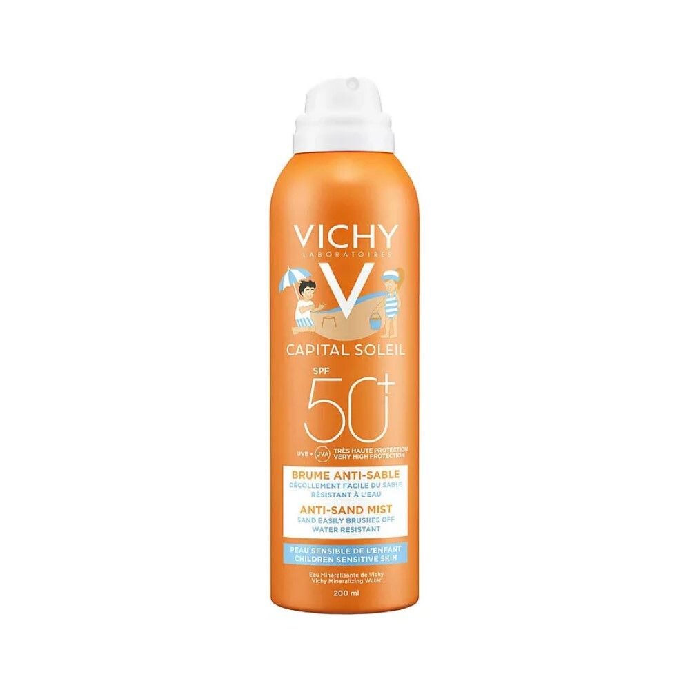 Vichy Capital Soleil Детский солнцезащитный спрей-вуаль анти-песок для лица и тела SPF 50+, 200 мл
