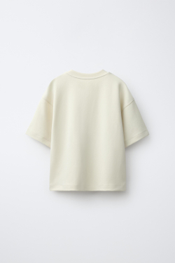 ZARA ФУТБОЛКА ИЗ МОДАЛА С РЕЛЬЕФНОЙ НАДПИСЬЮ, ЭКРЮ