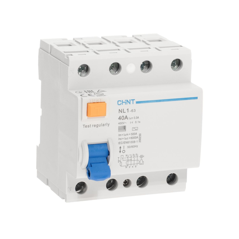 CHINT УЗО NL1-63 4P 40A 300mA 6kA тип AC (DB) (R)