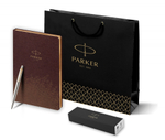 Подарочный набор: Шариковая ручка Parker Jotter Essential, St. Steel GT и Ежедневник  недатированный, коричневый