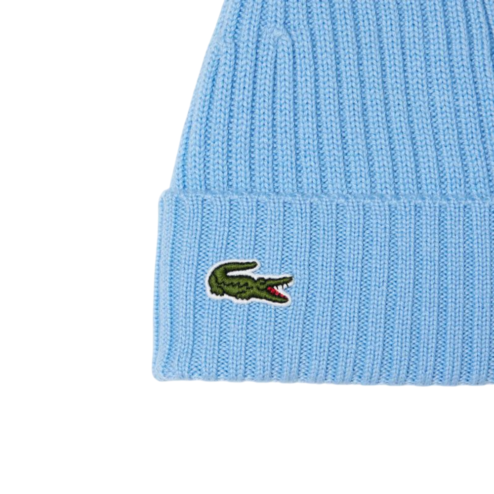 Czapka zimowa Lacoste Unisex Ribbed Wool - blue