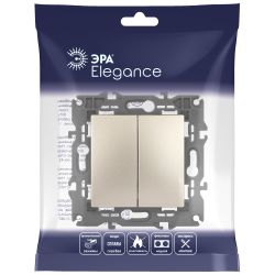 Выключатель ЭРА Elegance 14-1104-04 двойной 10АХ-250В IP20 шампань | Эра Elegance