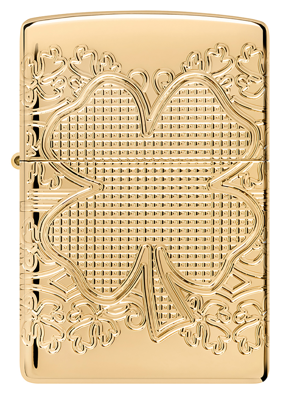 Зажигалка ZIPPO Armor Счастливый клевер с глянцевым золотистым покрытием | Lucky Clover High Polish