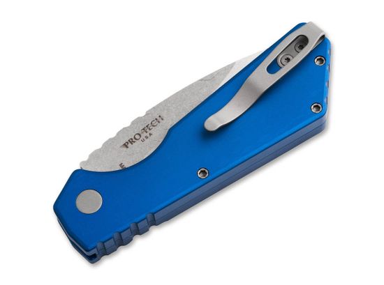 Автоматический нож PTPT201-Blue Strider PT - синяя алюм. рук-ть, клинок стоунвош Magnacut