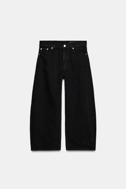 ZARA ДЖИНСЫ КАПРИ BALLOON СО СРЕДНЕЙ ПОСАДКОЙ — ZW COLLECTION, ЧЕРНЫЙ