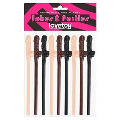 Разноцветные трубочки для коктейля в виде пенисов Willy Straws - 9 шт. (Цвет: разноцветный)