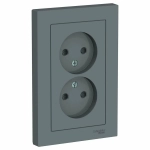 Розетка Systeme Electric "AtlasDesign" Грифель ATN000720, двойная, скрытая, со шторками