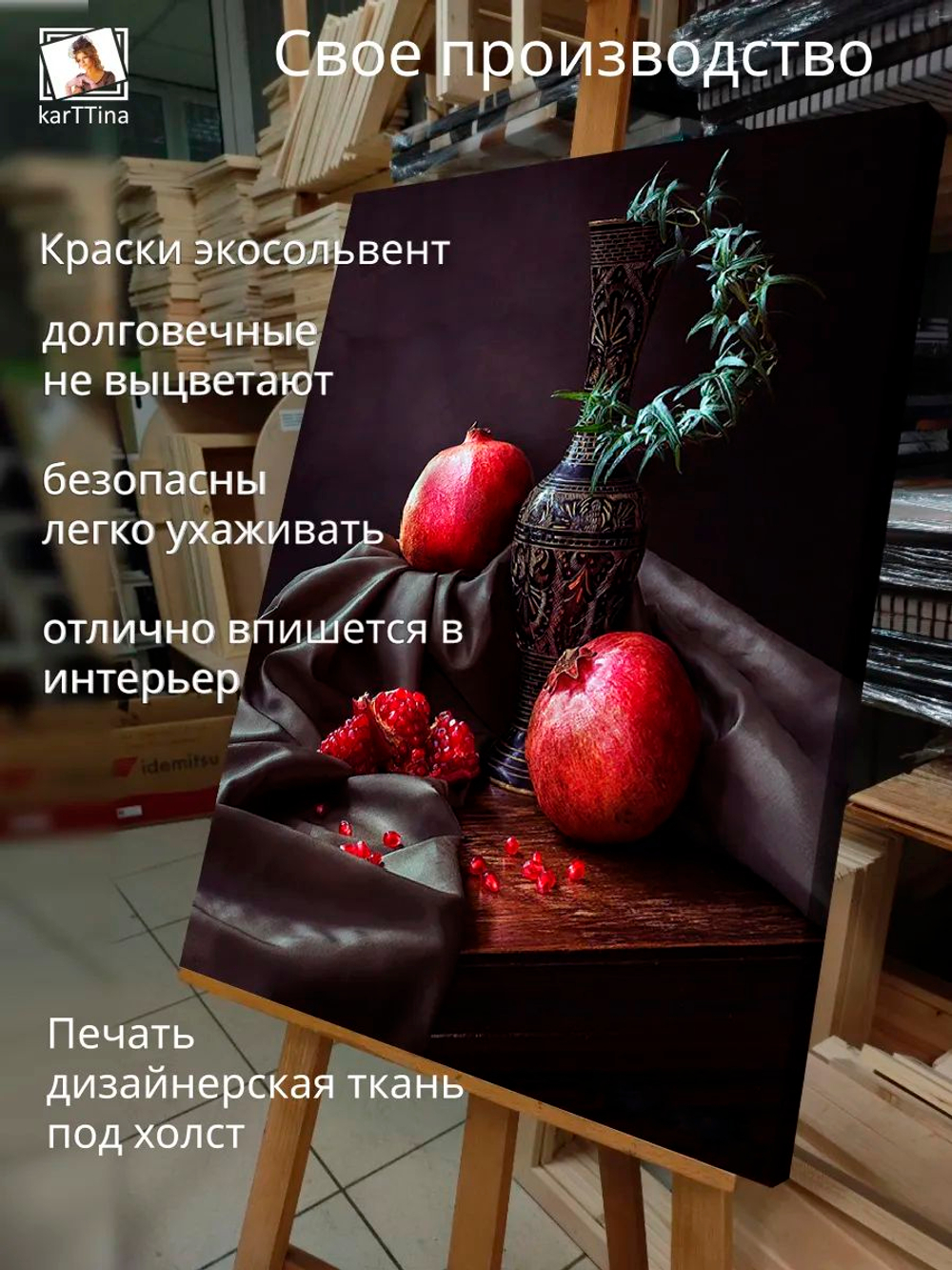 Картина "Натюрморт с гранатами", на стену 50х70см 1шт.
