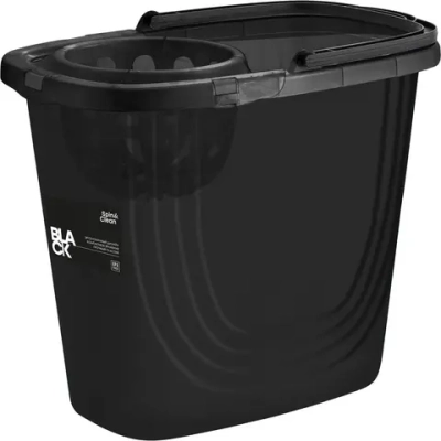 Ведро прямоугольное Spin&Clean Black с отжимом 10 л