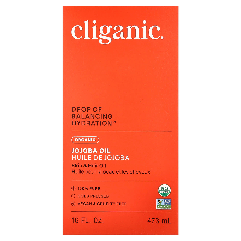 Cliganic, органическое масло жожоба, для жирной и комбинированной кожи, 473 мл (16 жидк. унций)