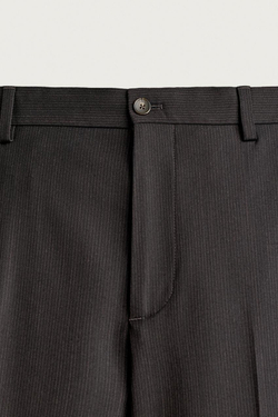 ZARA БРЮКИ В ПОЛОСКУ REGULAR FIT, ТЕМНО-КОРИЧНЕВЫЙ