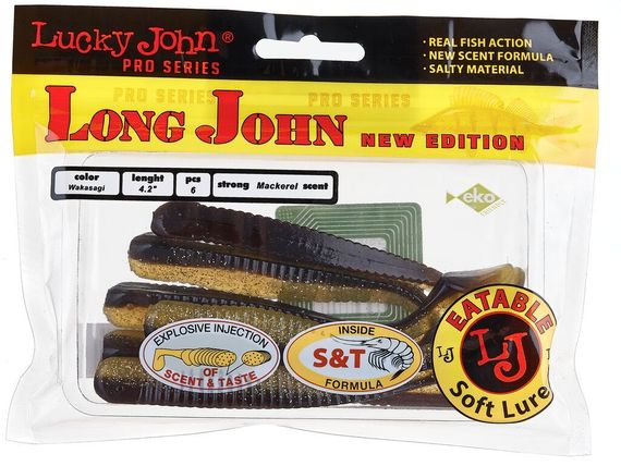 Виброхвосты съедобные LJ Pro Series LONG JOHN 4.2in (10,7 см), цв. T36, 6 шт.
