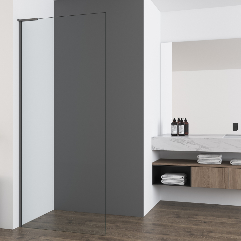 Душевая перегородка Vincea Волк-Ин (Walk-In) VSW-7HA800CLGM, 800*2000, вороненая сталь, стекло прозрачное