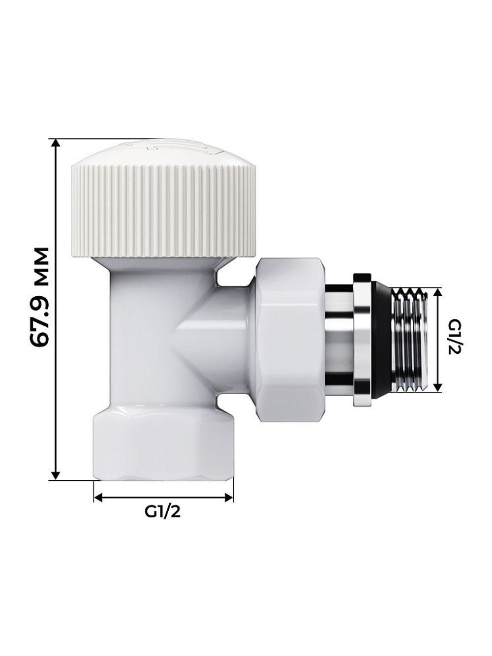 Набор термостатический угловой для радиатора Royal Thermo Design 1/2"М30х1,5 белый (RATVDU11212WH)