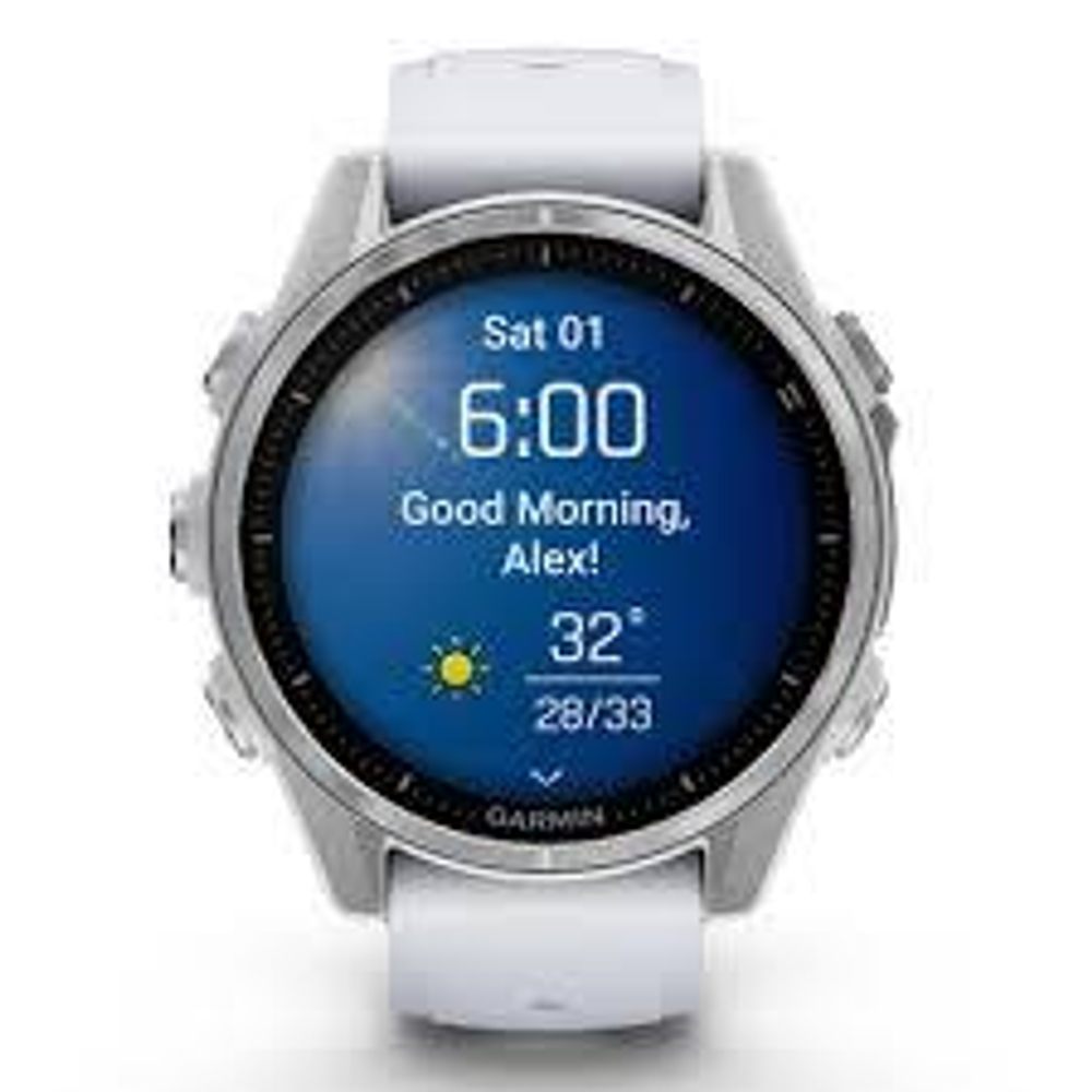 Смарт-часы Garmin Fenix 8 Amoled 43мм Silver c белым силиконовым ремешком, 010-02903-00