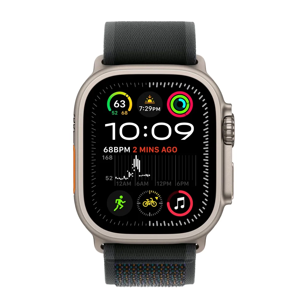 Умные часы Apple Watch Ultra 2 (2024) GPS + Cellular, 49mm, Natural Titanium Case with Black Trail Loop M/L, (Черный)