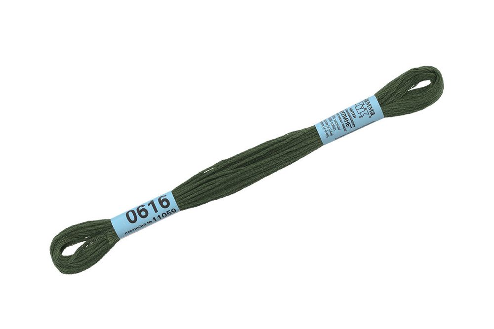 Мулине Gamma 100% хлопок, цв.0616 т-хаки, 24 мотка по 8 метров