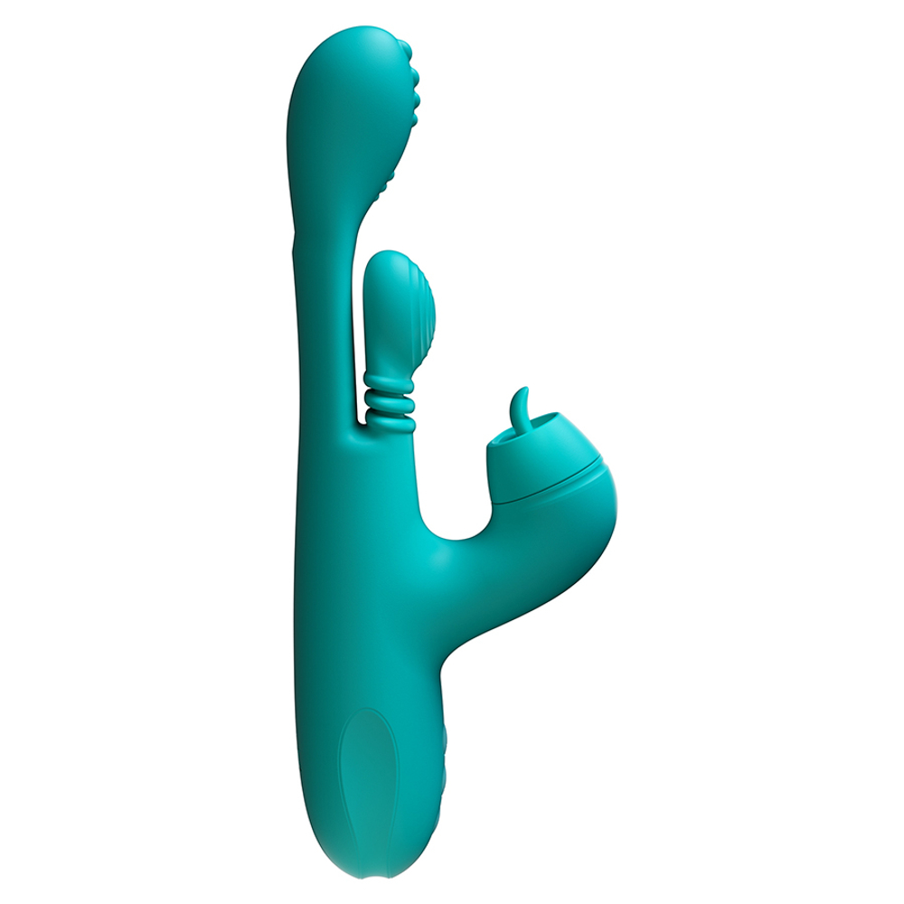 Вибратор-кролик 25см с двигающимся язычком и насадками Amovibe Sensa Sway G-Spot Rabbit Vibrator Turquoise