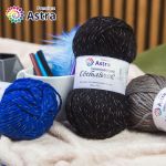 Пряжа Astra Premium (Астра Премиум) Светлячок светоотражающая (Reflective) / уп.2 мот. по 100 г, 90м, 999 черный