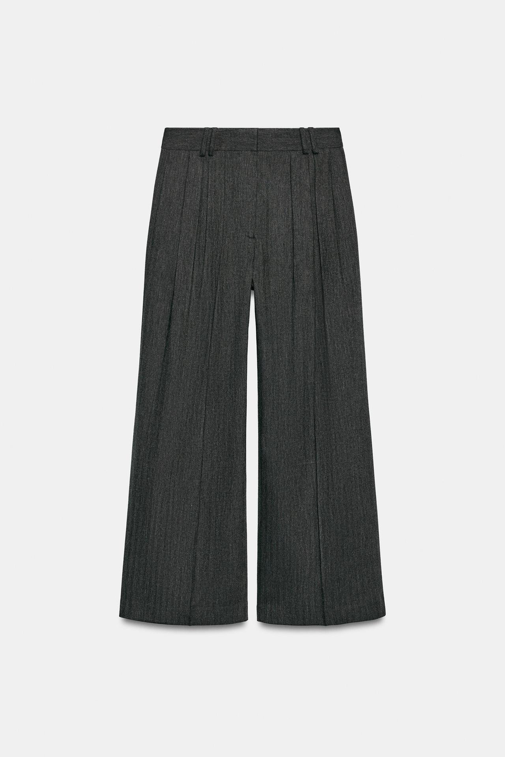 ZARA ШИРОКИЕ БРЮКИ В «ЕЛОЧКУ» — ZW COLLECTION, ТЕМНО-СЕРЫЙ