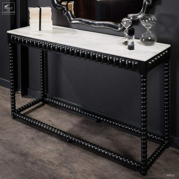 Консоль Black console white marble Консоль Objet de Curiosite Черный / Белый