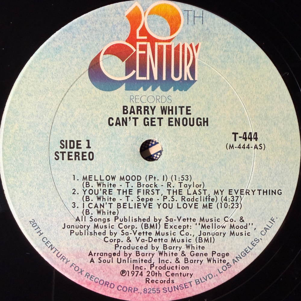 Barry White ‎– Can't Get Enough (США 1974г.)