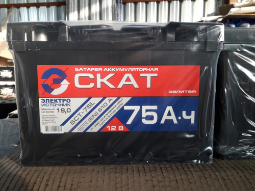 Купить Аккумулятор 6СТ-75 А.ч., п.п., L+, СКАТ