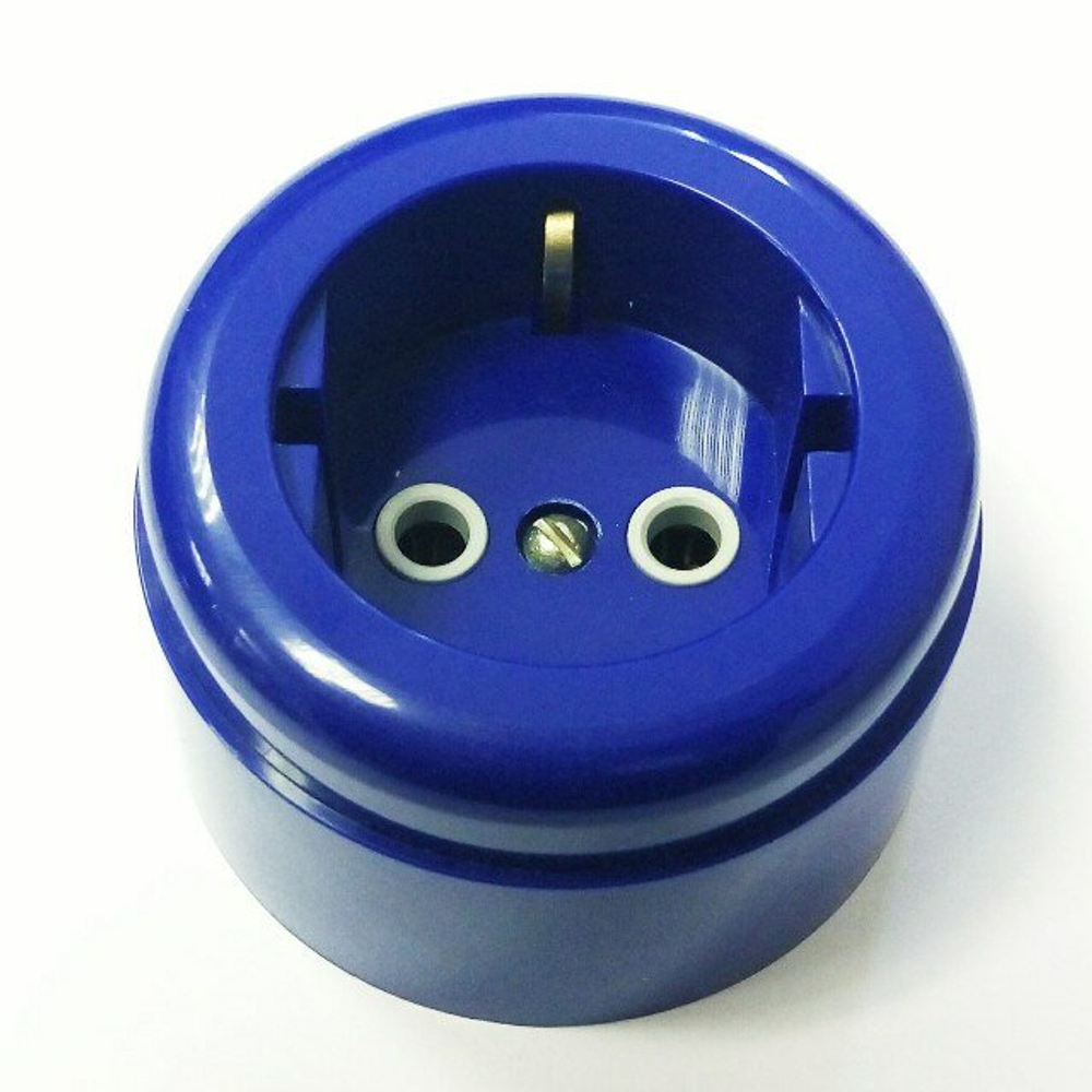 Розетка ретро пластиковая Синяя INTERIOR ELECTRIC