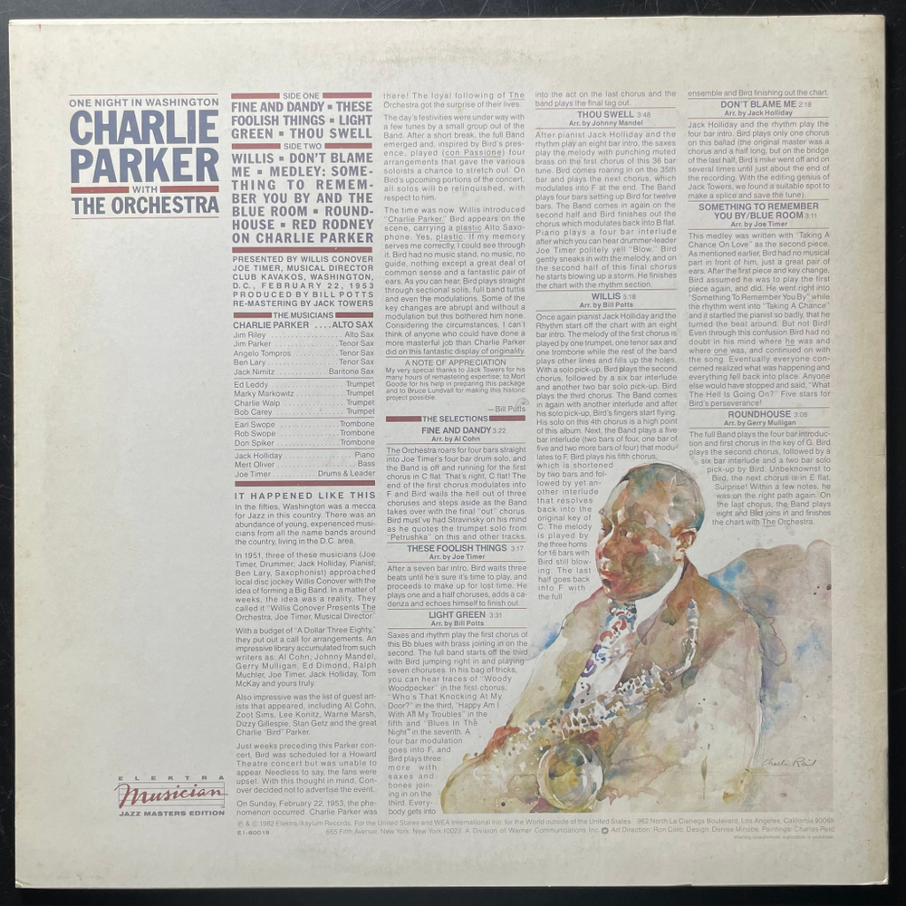 Charlie Parker With The Orchestra ‎– One Night In Washington (Япония 1982г.) Promo