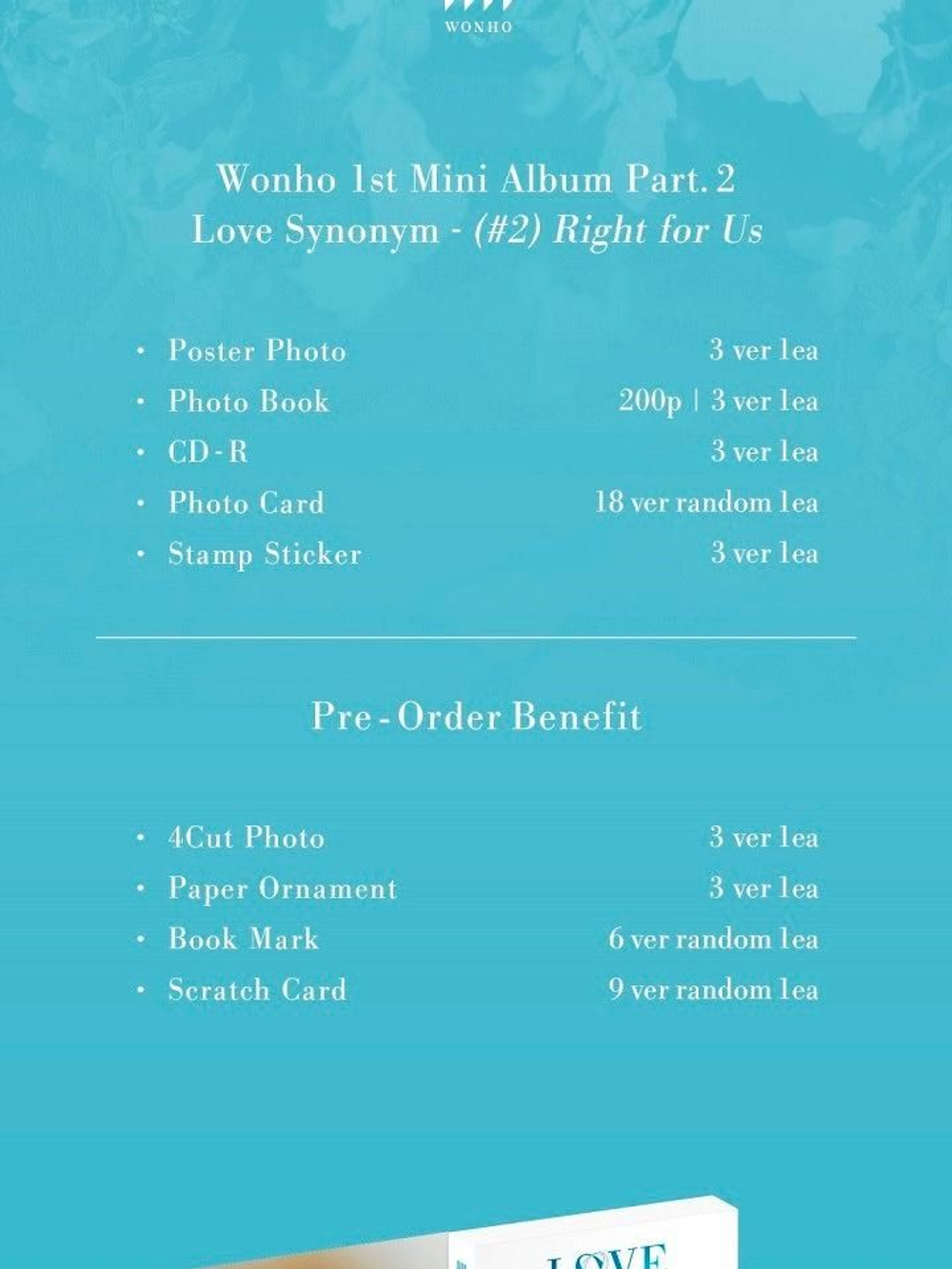 Альбом Monsta X Wonho - Love Synonym #2 : Right For Us 1st Mini Album PART.2 RANDOM Version