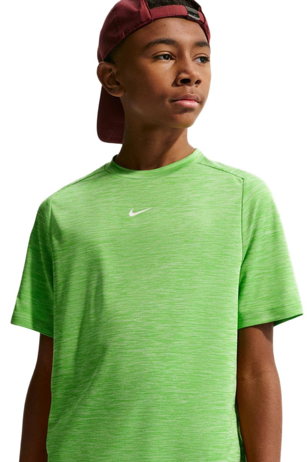 Детская футболка Nike Boys Multi Dri-FIT Short-Sleeve — mean green/light liquid lime/heather/white