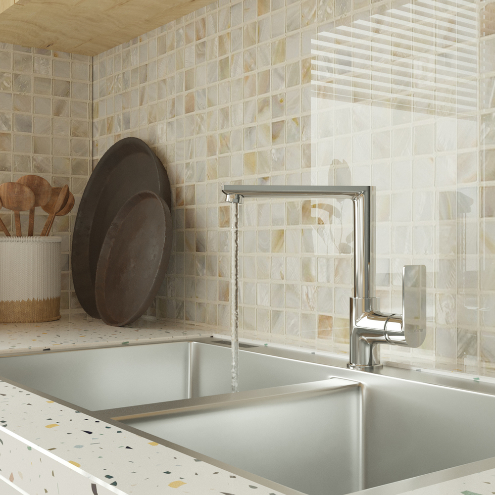 Смеситель для кухни 35k MIXLINE МЛ26-032(ML26-032) "Импульс" высокий излив боковая ручка