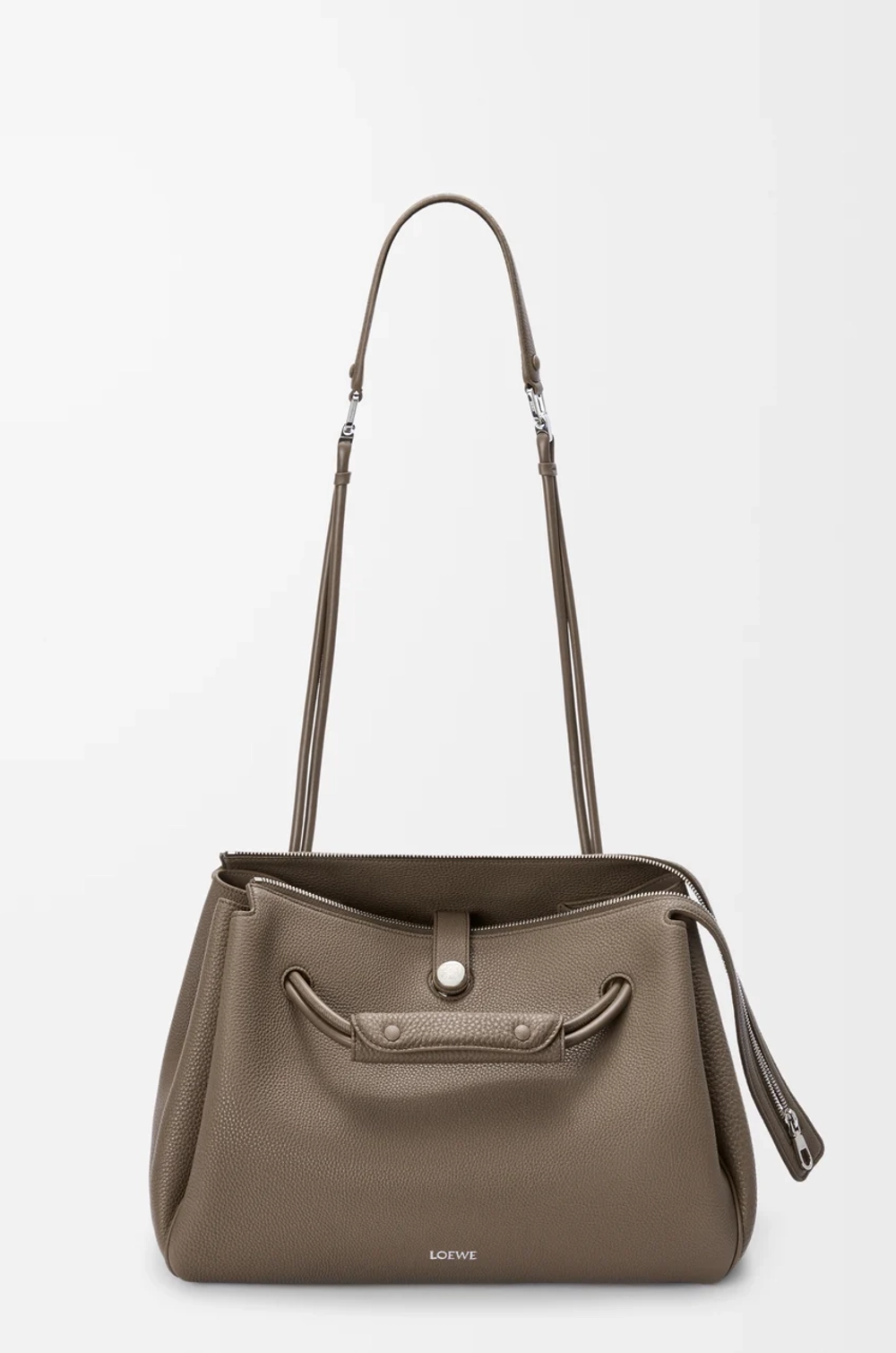 Loewe Большая сумка Madrid из мягкой зернистой телячьей кожи, серо-коричневый