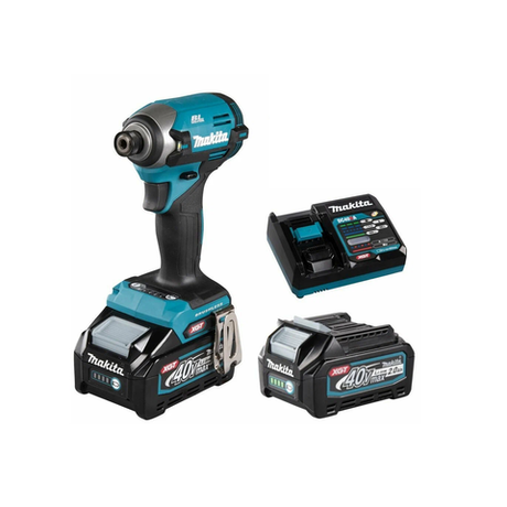 СУПЕР ЦЕНЫ! КОМПЛЕКТ Шуруповерт ударный аккумуляторный в кейсе Makita XGT BL 40В, XPT, 1/4", 210 Нм, 4+1 Т режим, крепеж на пояс, зарядное устройство, ДВА аккумулятора 2.0 Ач TD003GA201